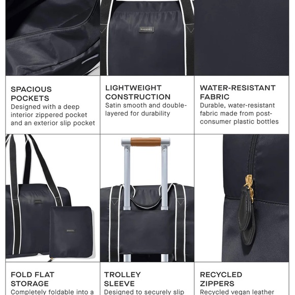 Paravel Travel Fold-up Bag, Black - NEW - Picture 4 of 6